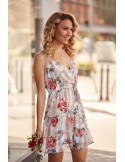 Rochie florala cu decolteu plic, bej PR3211 - Magazin online - Boutique